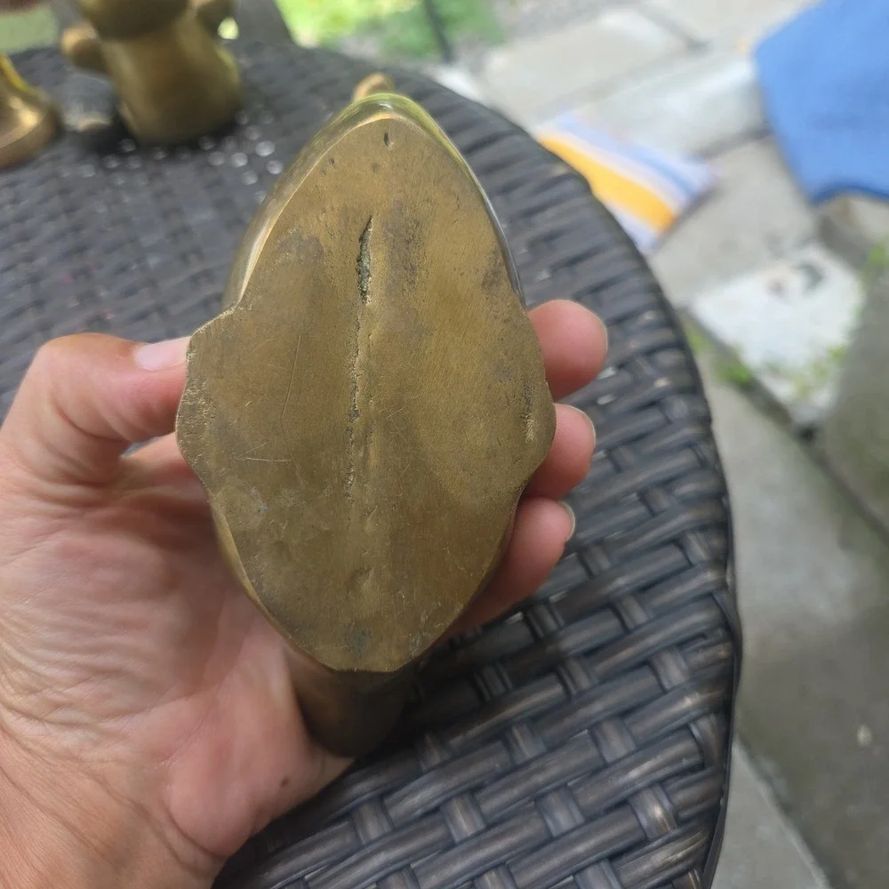 Vintage Solid Brass Duck Green Patina Tarnish Easter Cottage Cabin Core